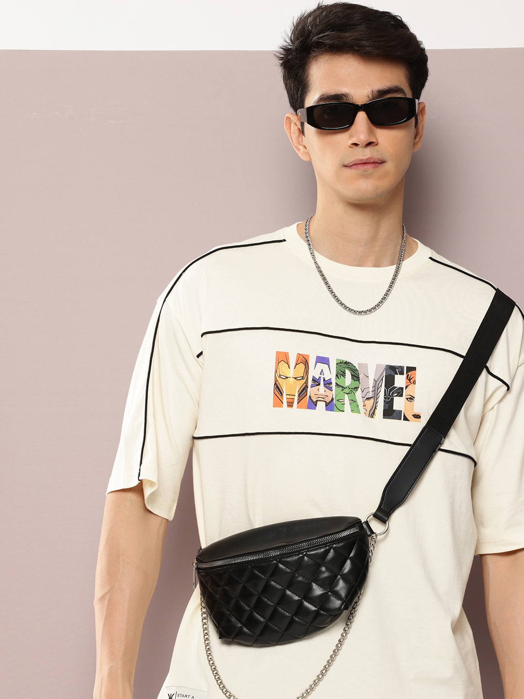 

Kook N Keech Marvel Printed Pure Cotton Oversized T-shirt, Off white