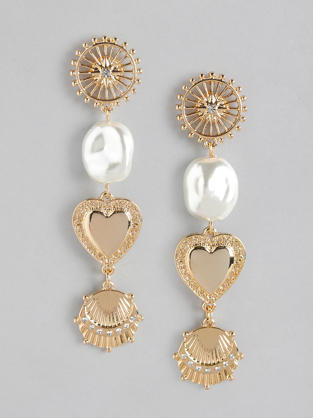 

Forever New Gold Plated Beaded Contemporary Drop Earrings