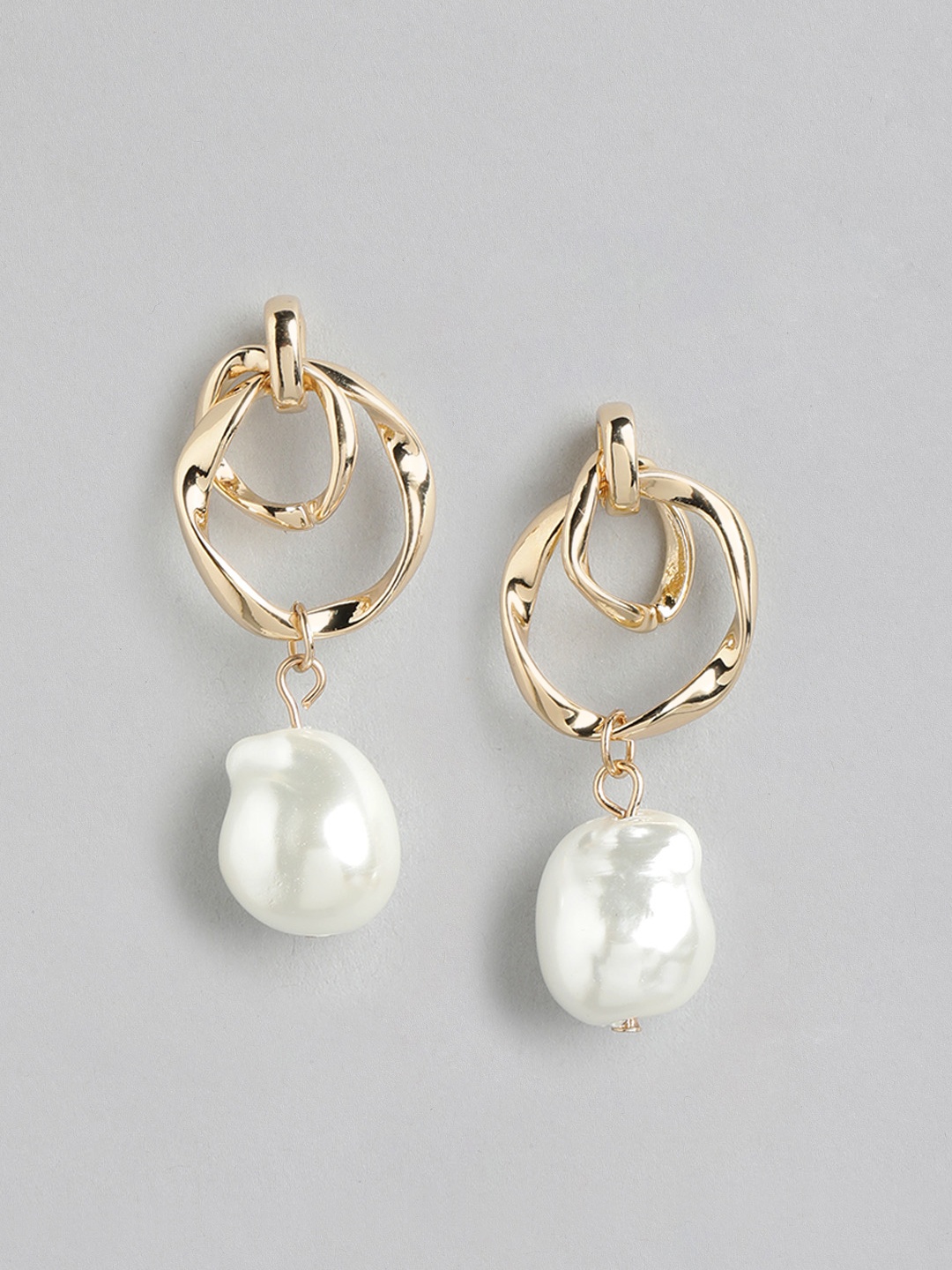 

Forever New Gold Plated Beaded Contemporary Drop Earrings, White
