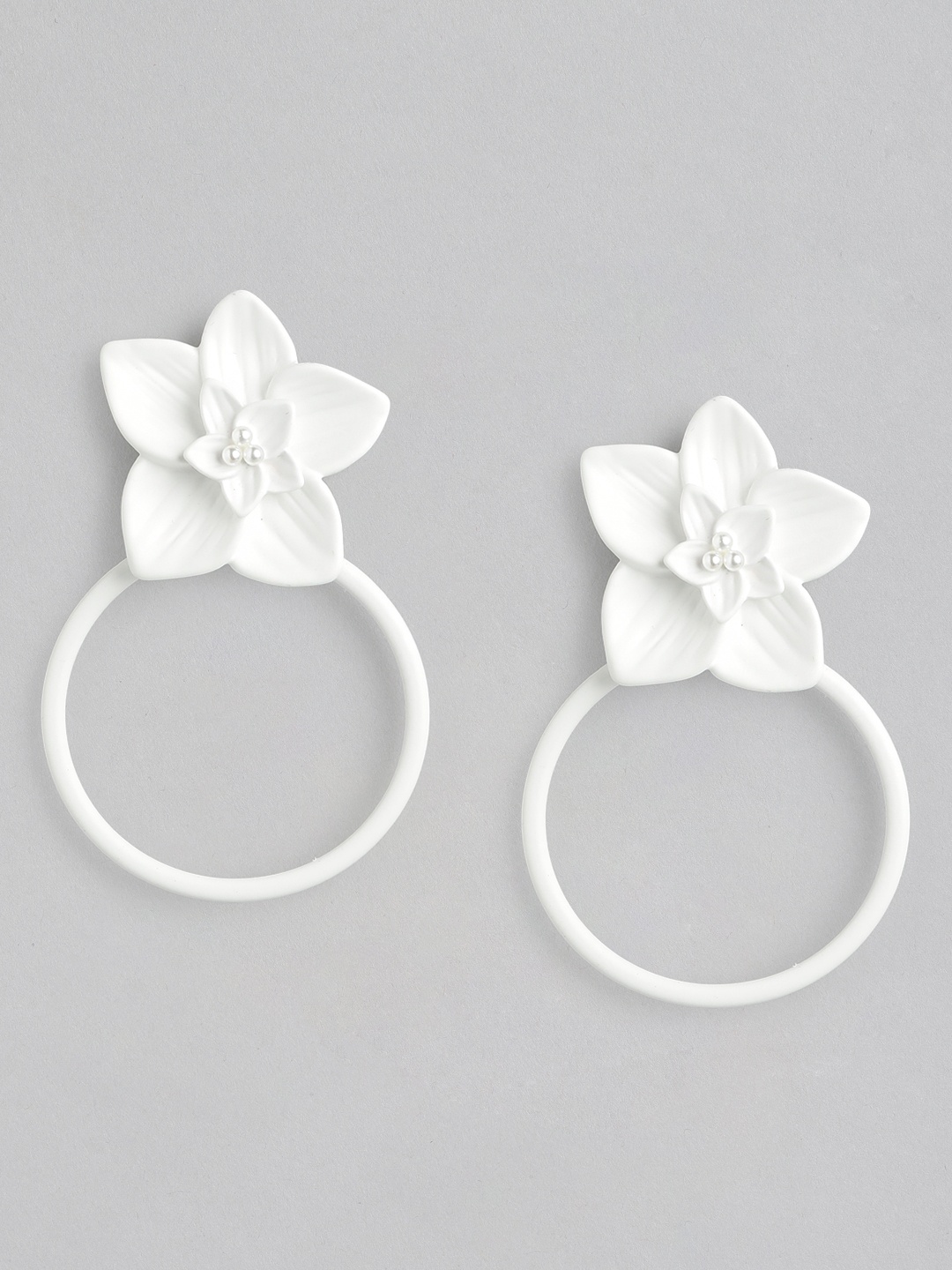 Forever New Floral Contemporary Drop Earrings, White