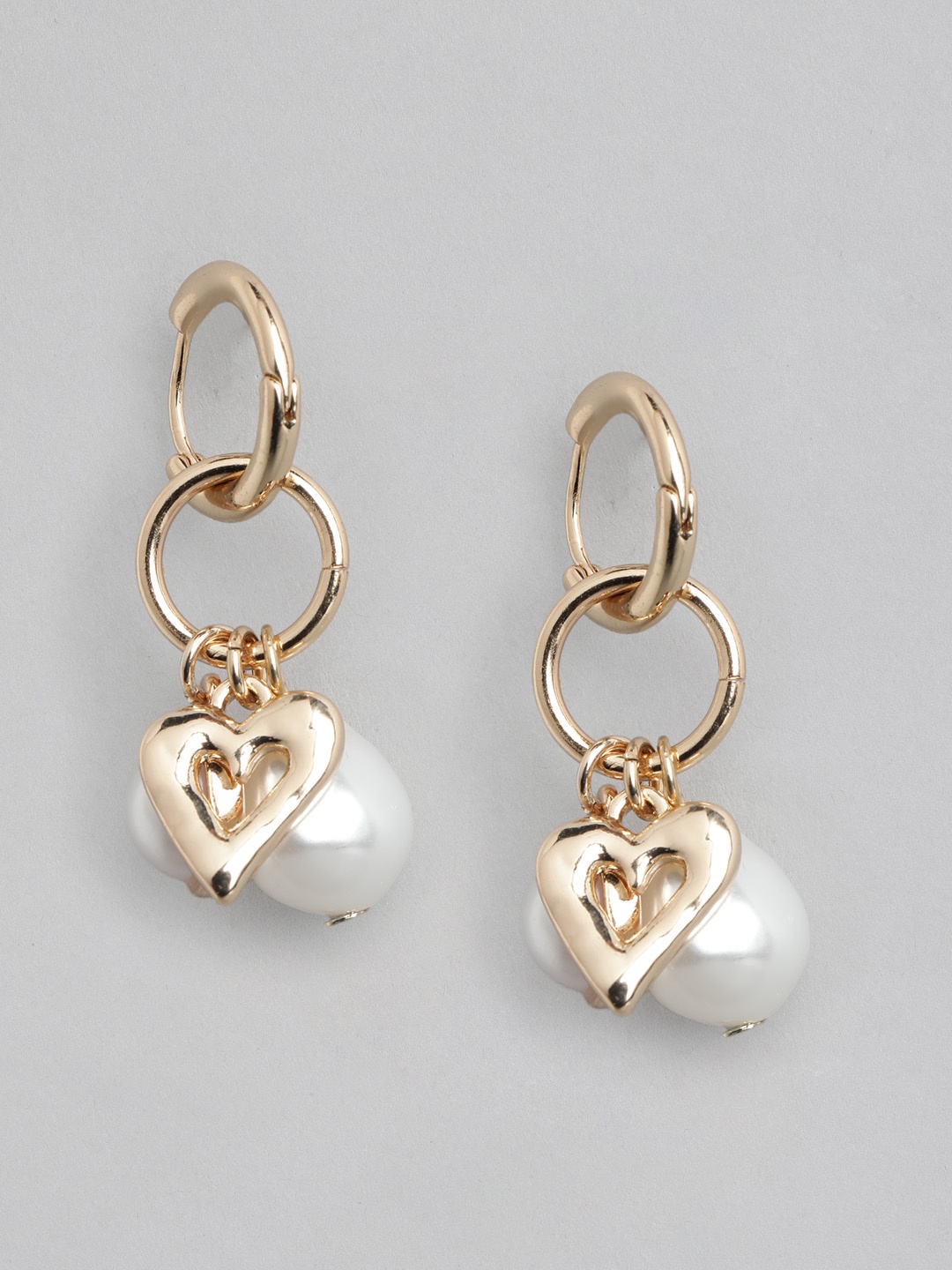 

Forever New Gold Plated Beaded Contemporary Hoop Earrings