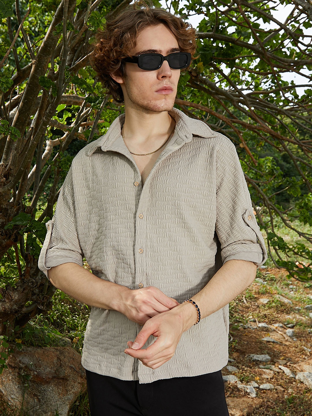 

Campus Sutra Men Comfort Opaque Casual Shirt, Beige