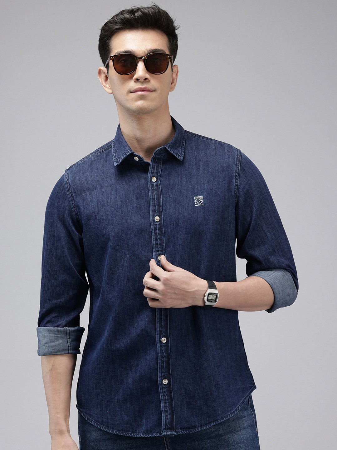 

SPYKAR Pure Cotton Casual Shirt, Blue