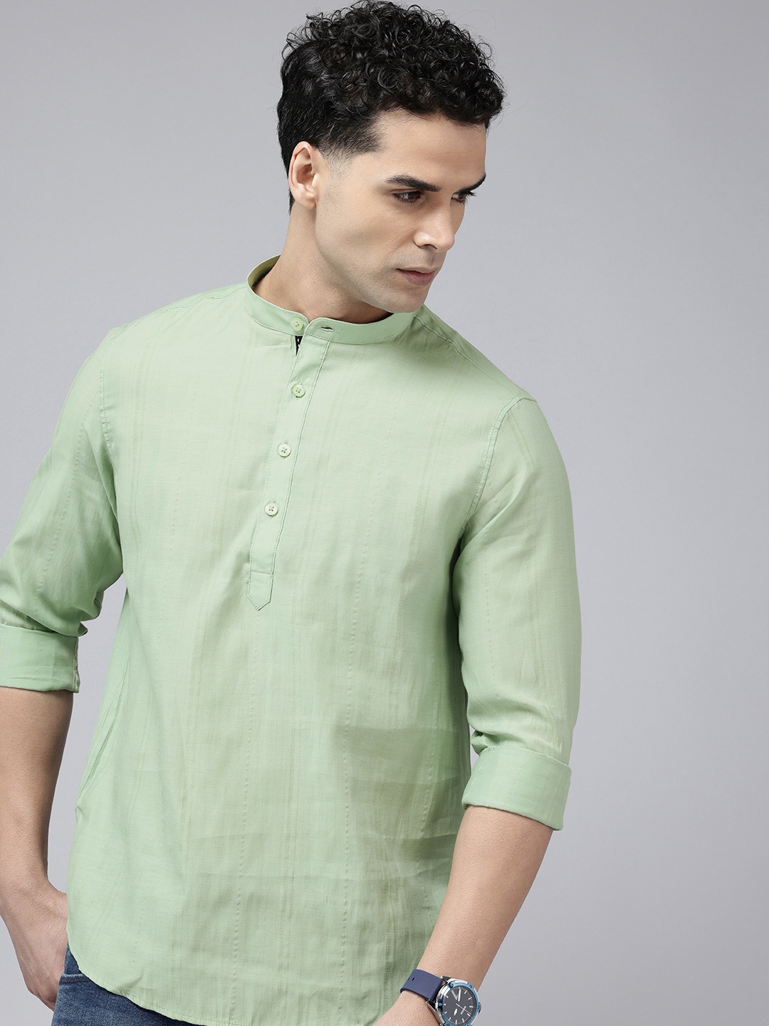 

SPYKAR Pure Cotton Slim Fit Opaque Casual Shirt, Green