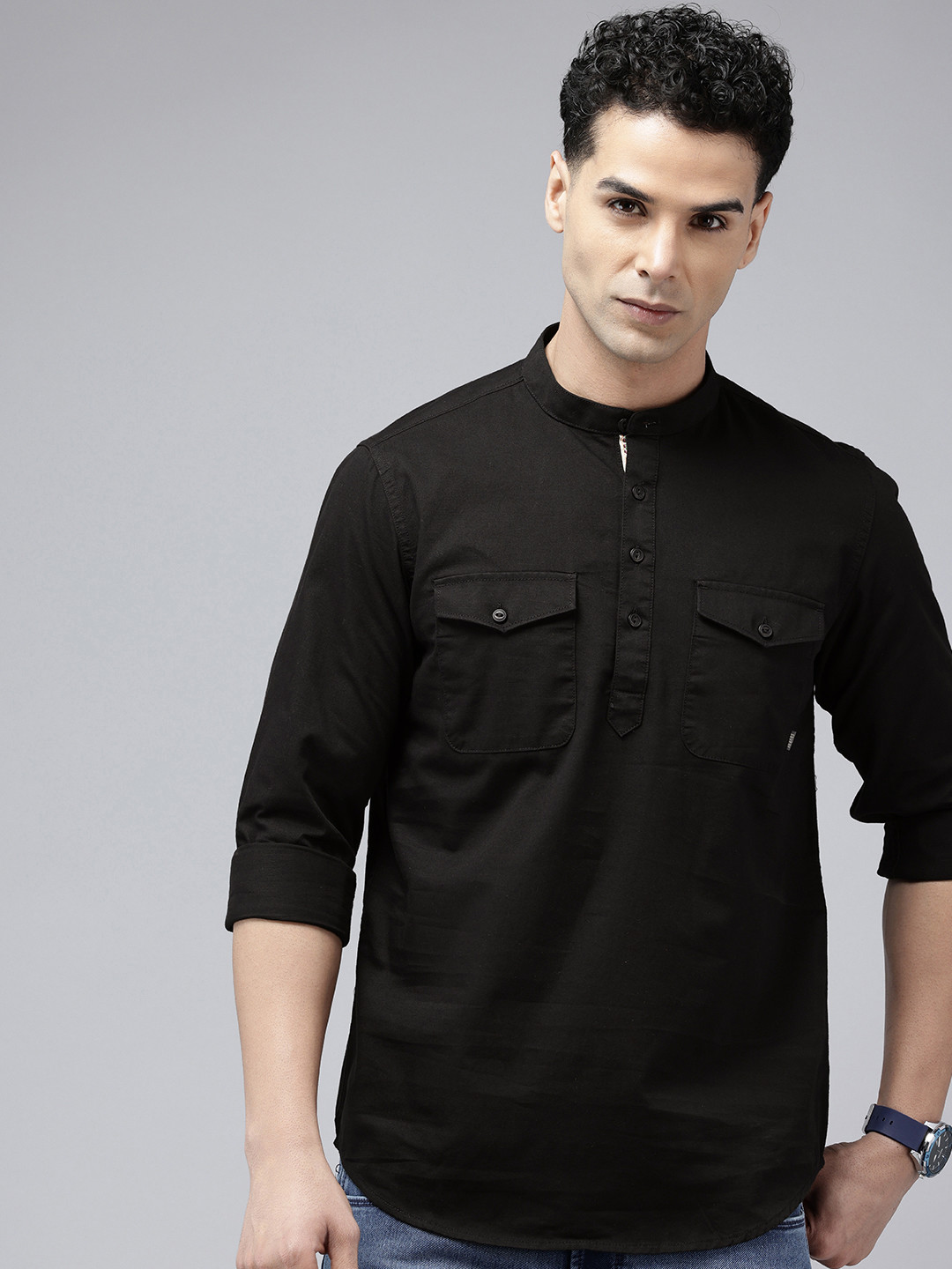 

SPYKAR Pure Cotton Slim Fit Opaque Casual Shirt, Black