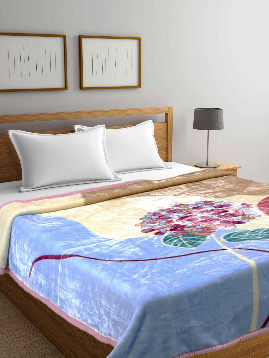 

Signature Beige & White Geometric Heavy Winter 450 GSM Double Bed Blanket