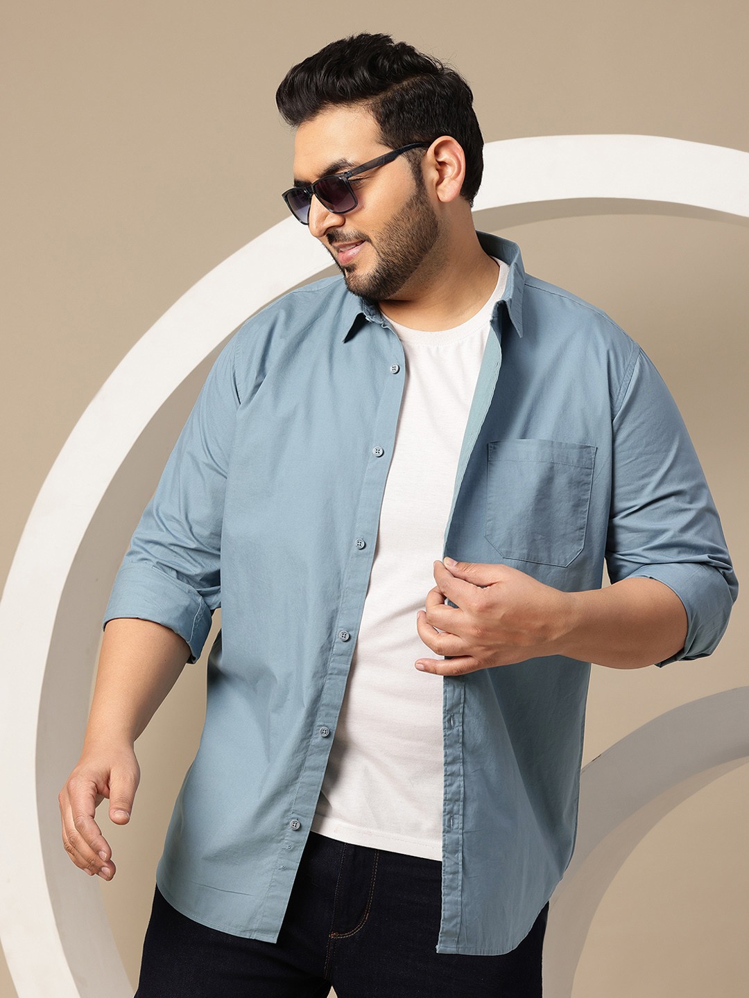 

Sztori Men Plus Size Premium Casual Shirt, Blue