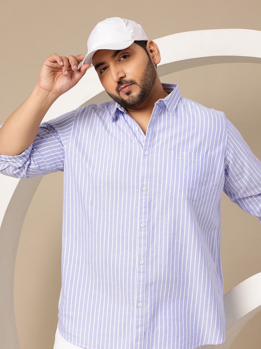 

Sztori Men Plus Size Premium Striped Casual Shirt, Blue