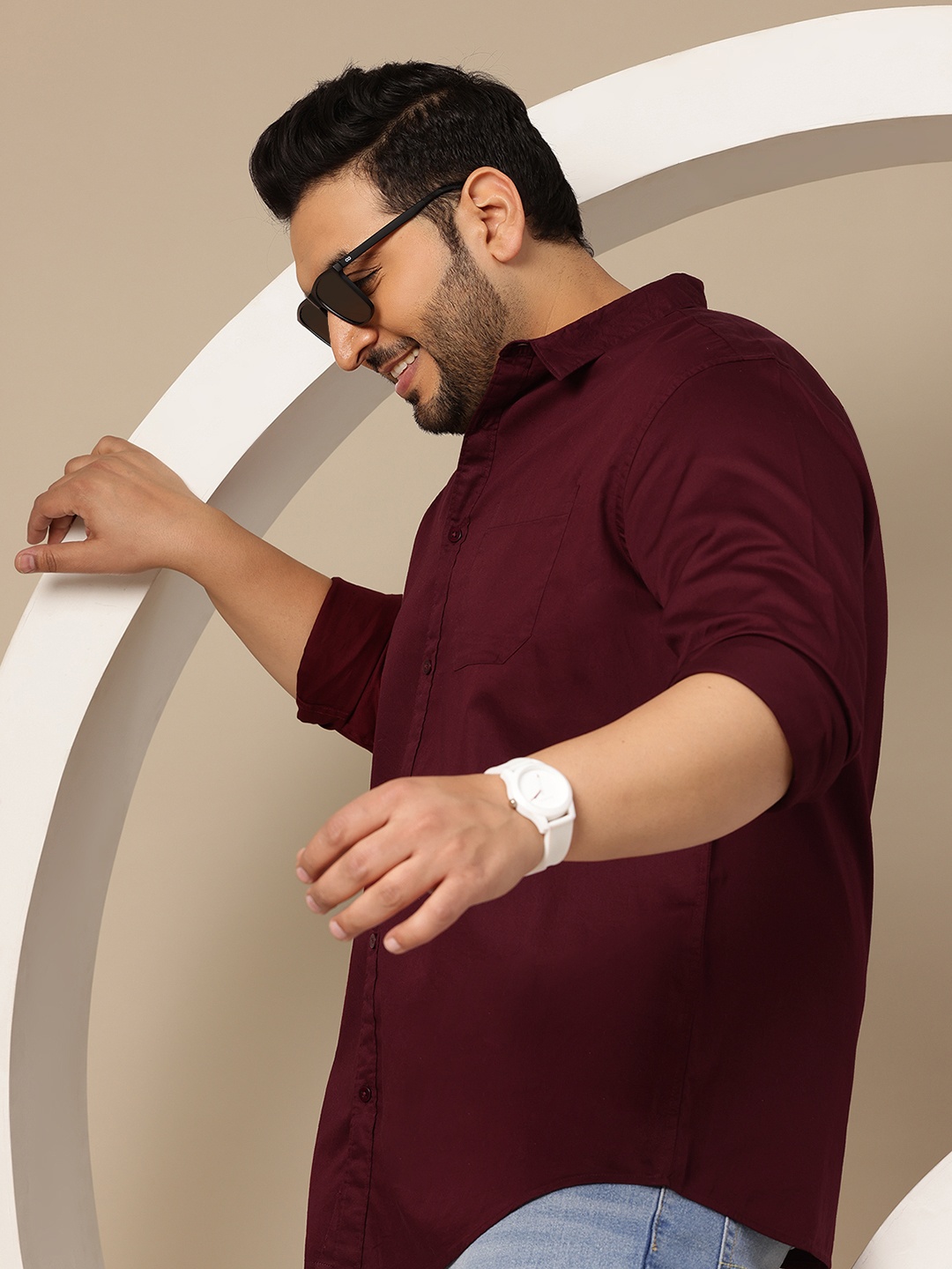 

Sztori Men Plus Size Premium Casual Shirt, Maroon