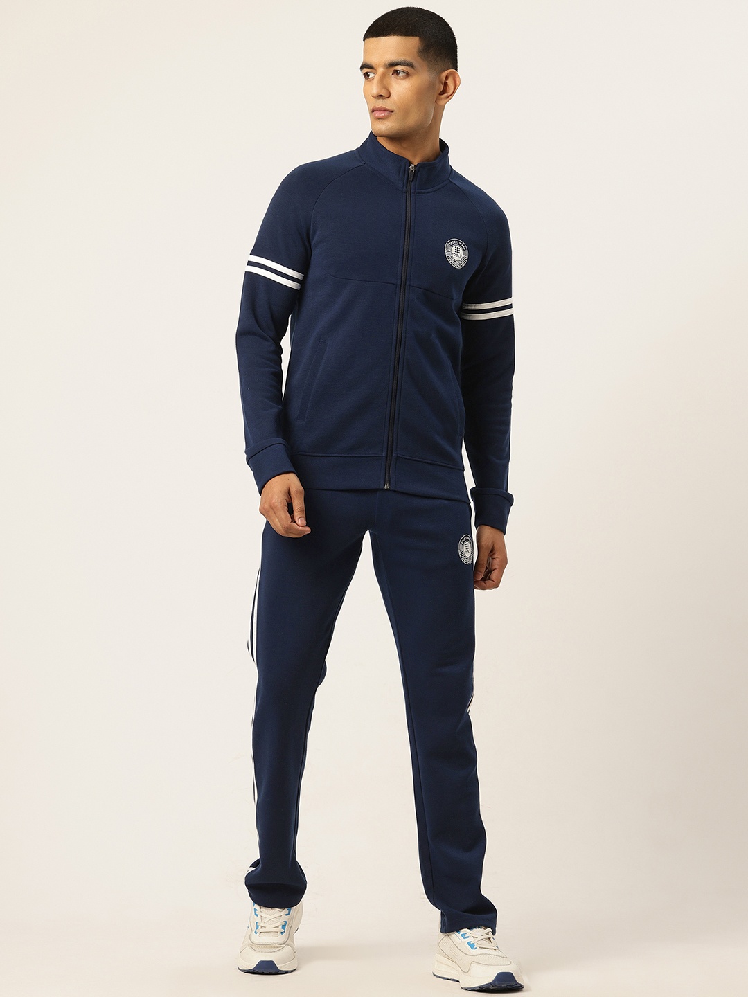 

rock.it Solid Tracksuit with Striped Details, Navy blue