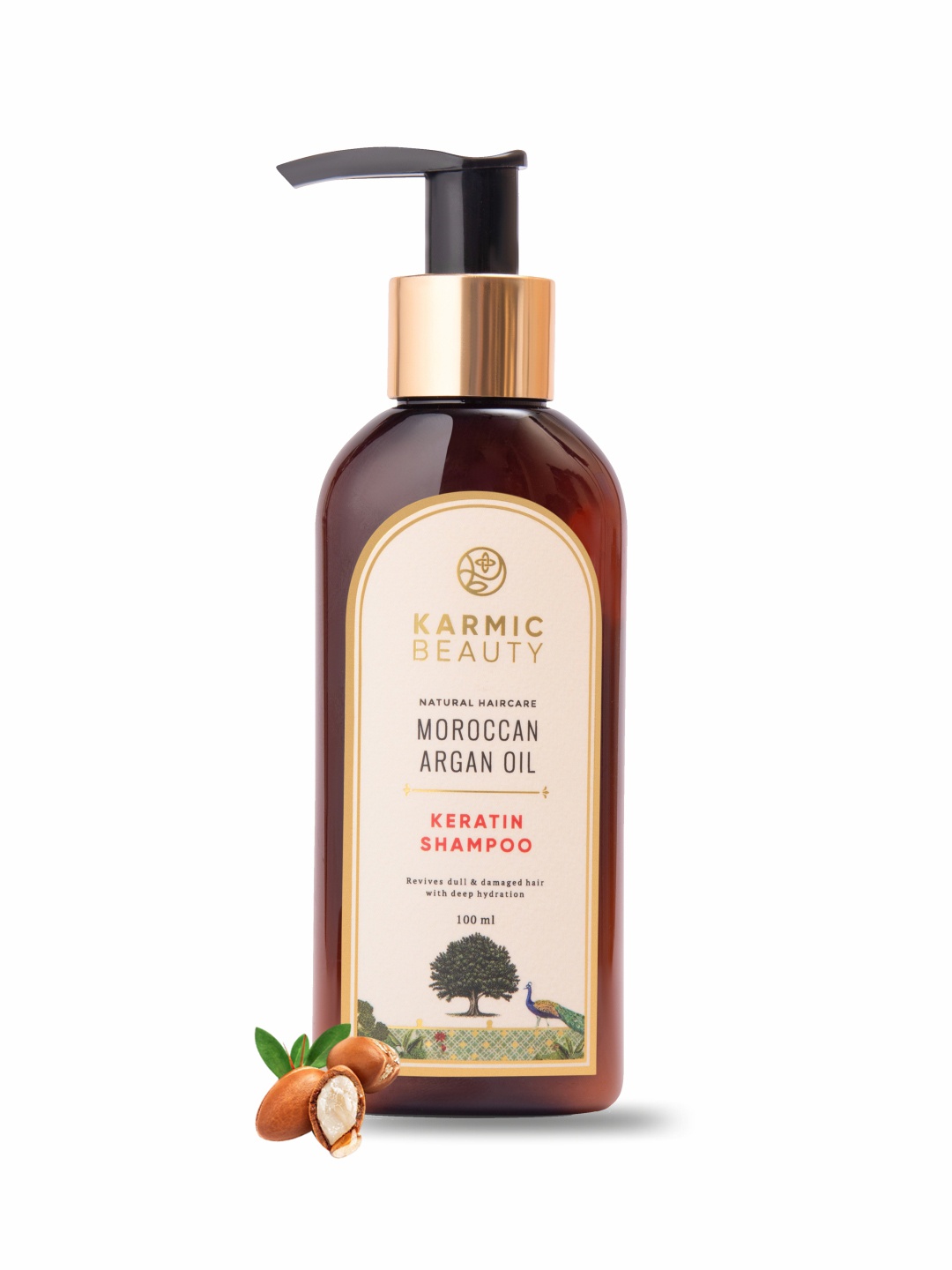 

KARMIC BEAUTY Keratin Shampoo with 100% Organic Moroccan Argan Oil - 100 ml, Transparent