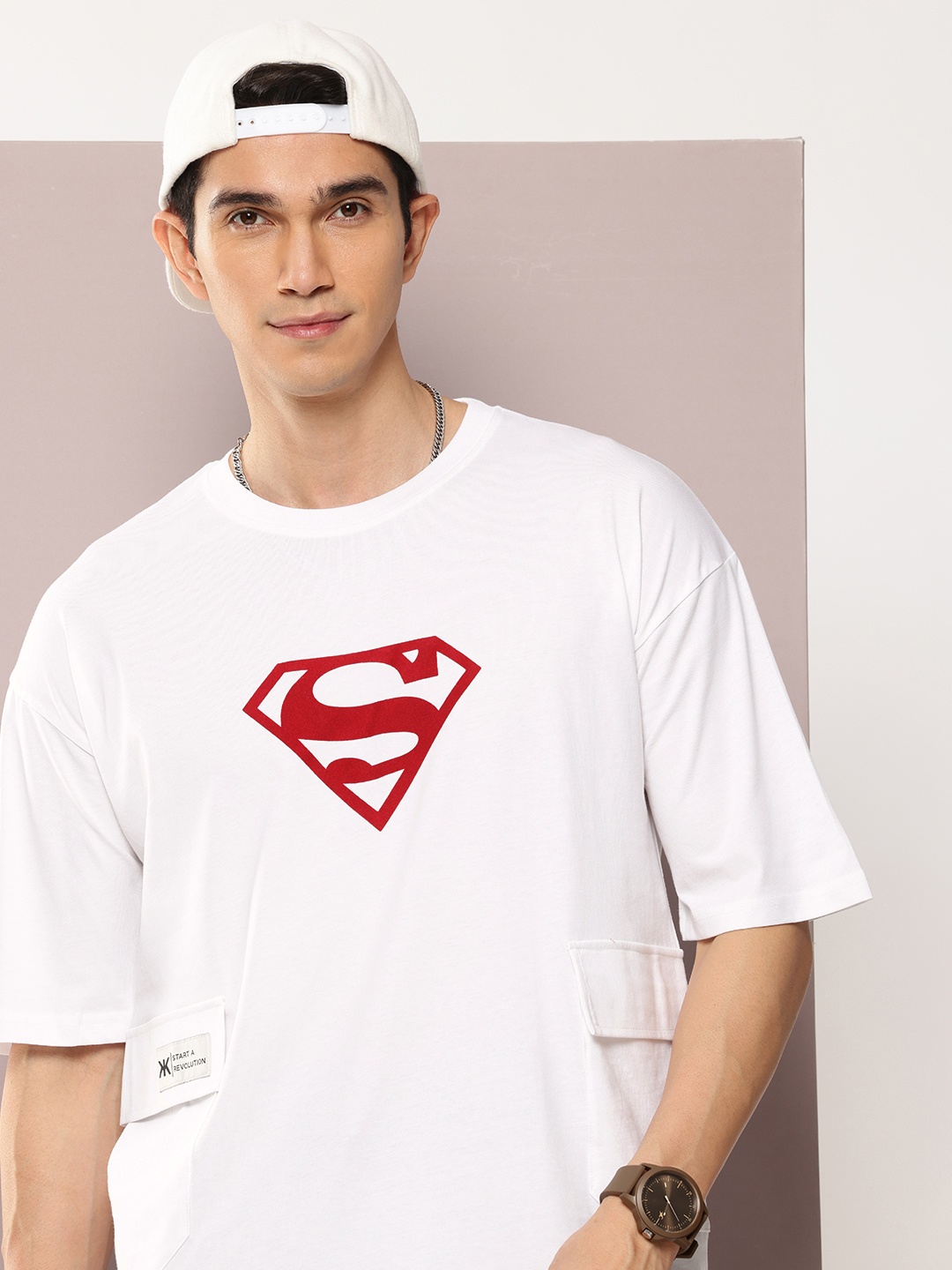 

Kook N Keech Oversized Fit Superman Graphic Printed Pure Cotton T-shirt, White