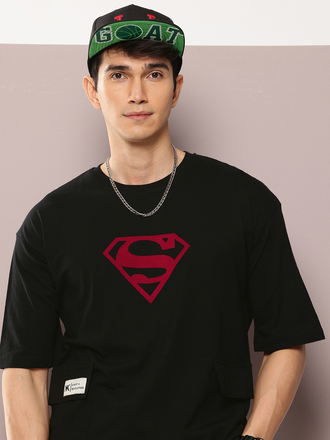 

Kook N Keech Oversized Fit Superman Graphic Printed Pure Cotton T-shirt, Black