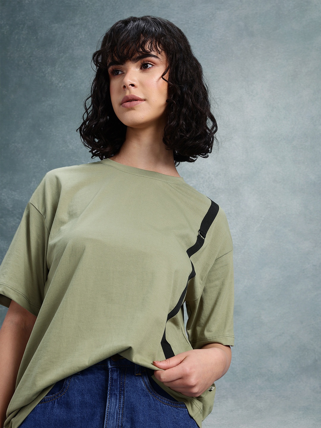 

The Roadster Life Co. Oversized Fit Printed T-shirt, Olive