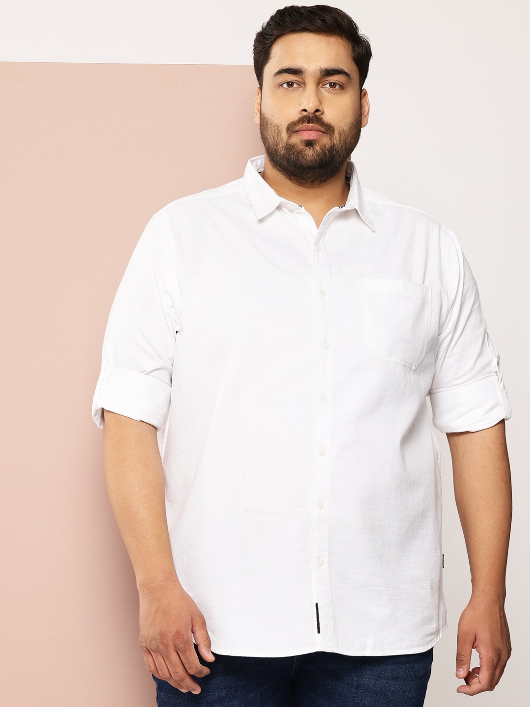 

Thomas Scott Men Plus Size Premium Pure Cotton Casual Shirt, White