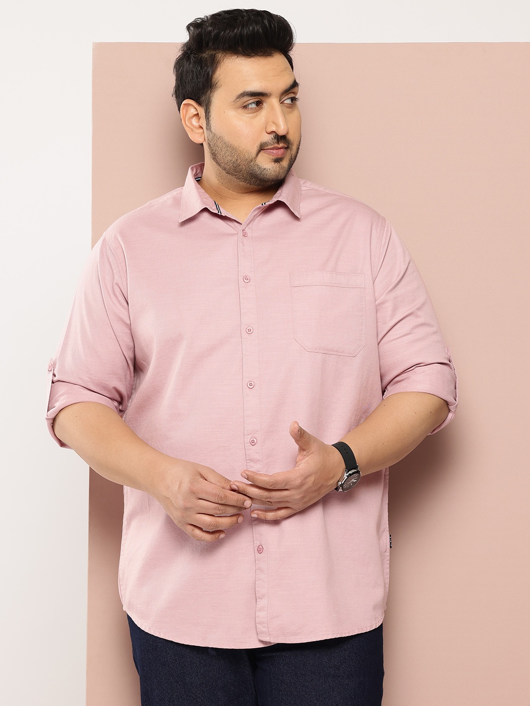 

Thomas Scott Men Plus Size Premium Pure Cotton Casual Shirt, Pink