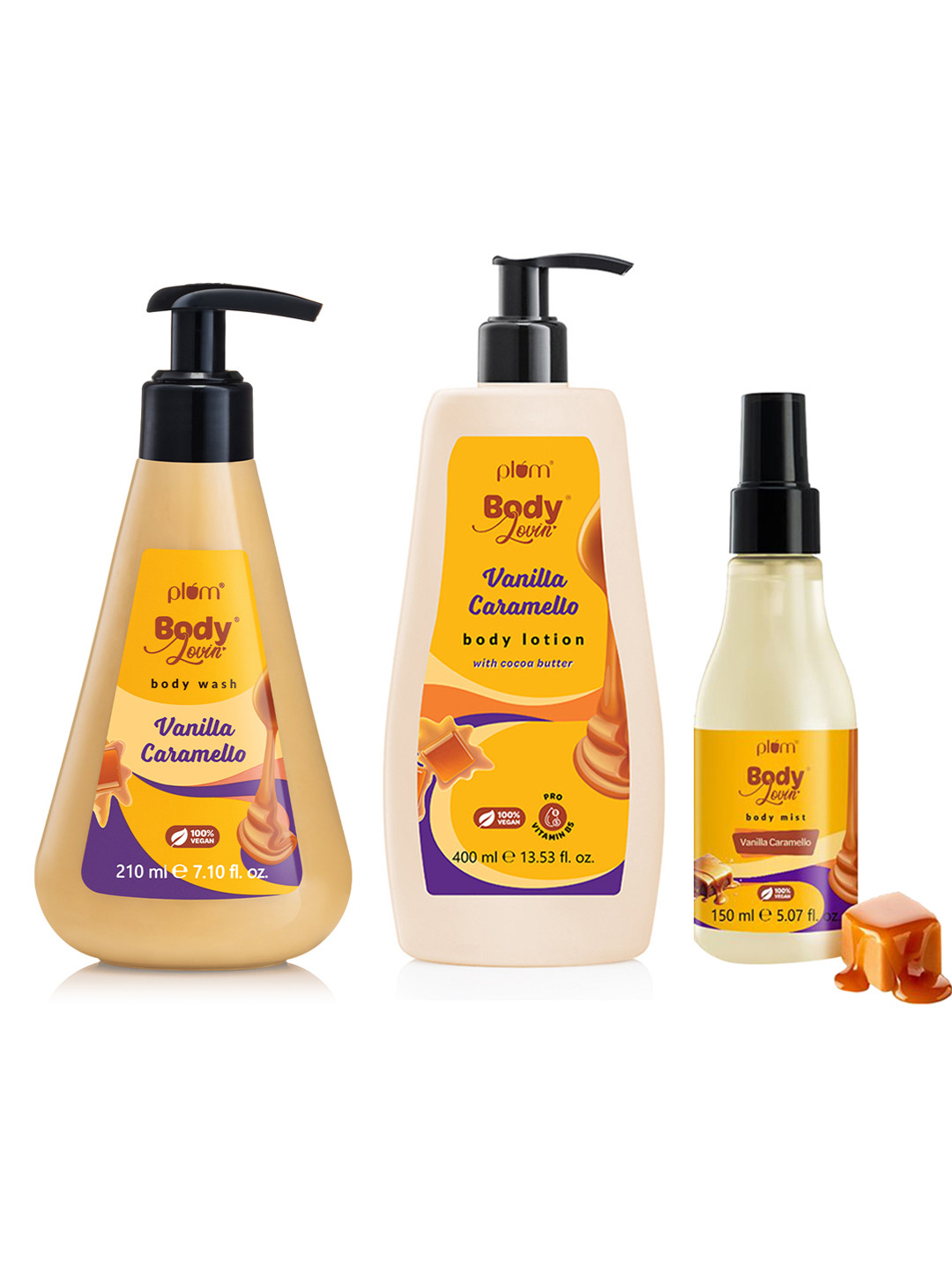 

Plum BodyLovin' Vanilla Caramello Fragrance Combo, Orange