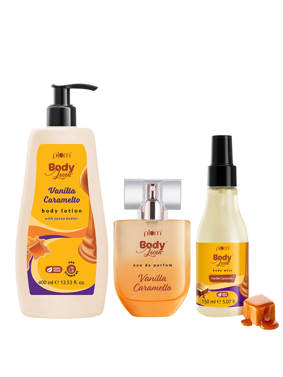 

Plum BodyLovin' Vanilla Caramello Fragrance Combo, Orange