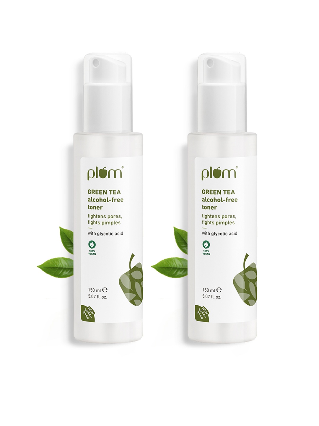 

Plum Set of 2 Green Tea Alcohol-Free Face Toner -150ml each, White