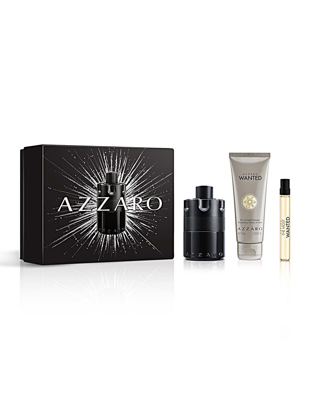 

Azzaro Men The Most Wanted Holiday Gift - EDP 100ml + Body Shampoo 75ml + Travel Size 10ml, Black