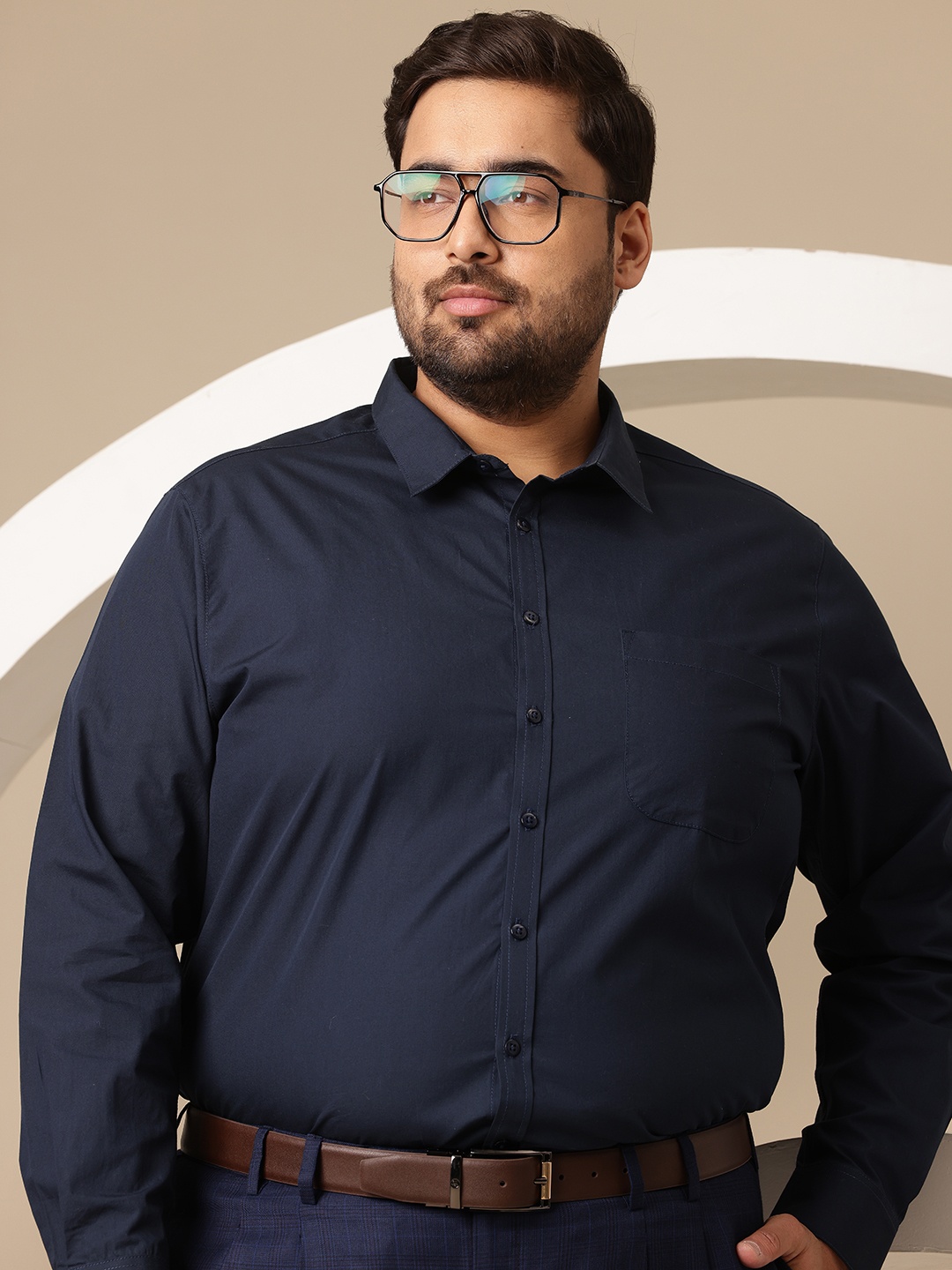 

Sztori Men Plus Size Comfort Pure Cotton Formal Shirt, Navy blue