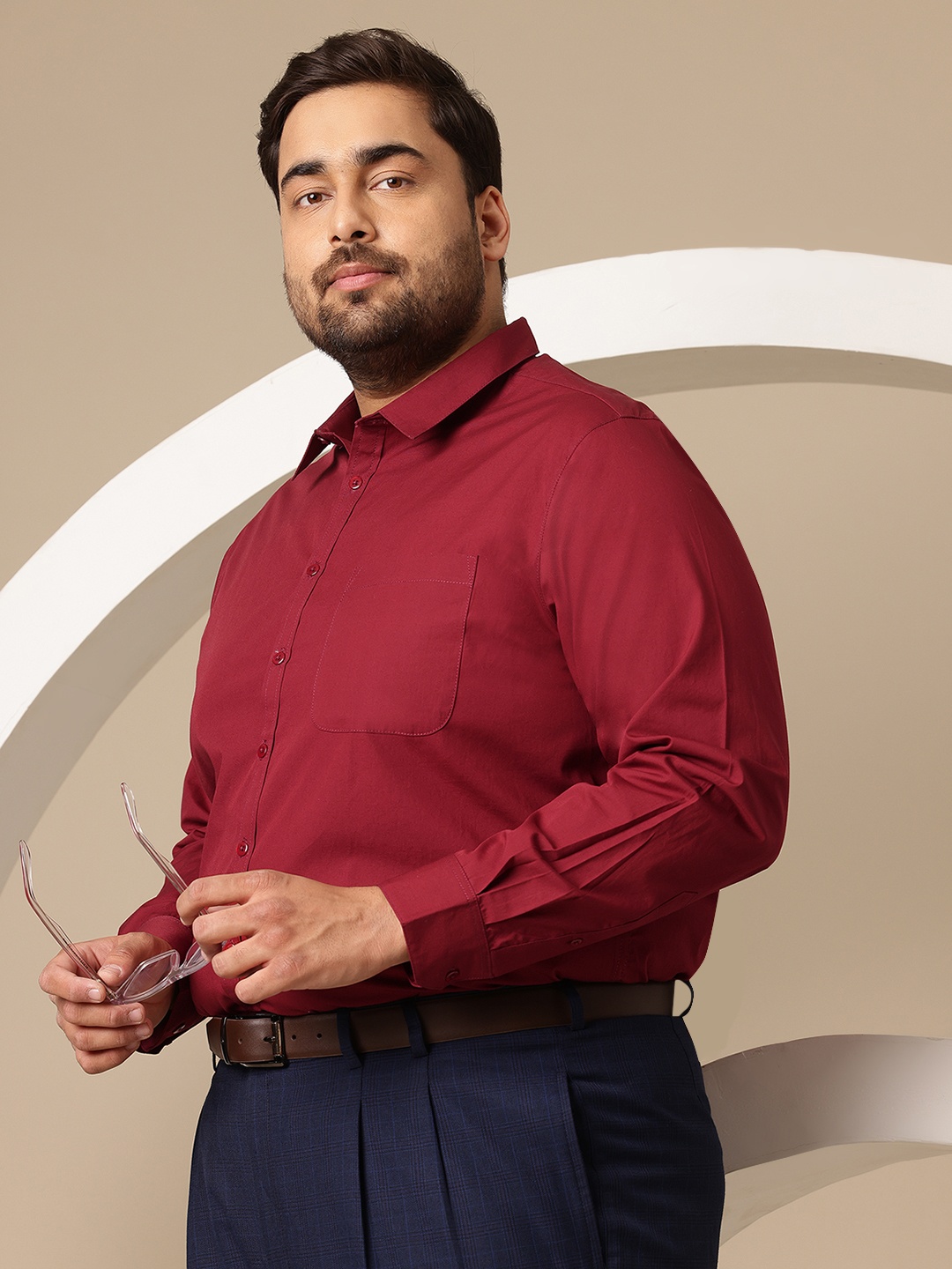 

Sztori Plus Size Premium Pure Cotton Formal Shirt, Maroon