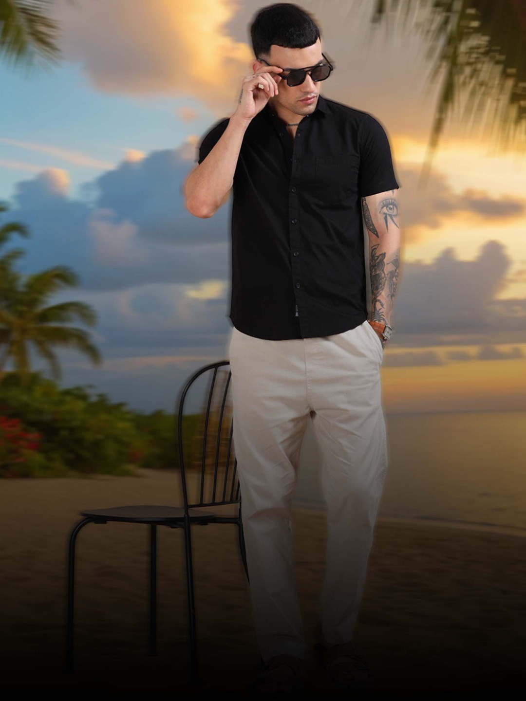 

HOUSE OF MAHNOTS Men Classic Opaque Casual Shirt, Black