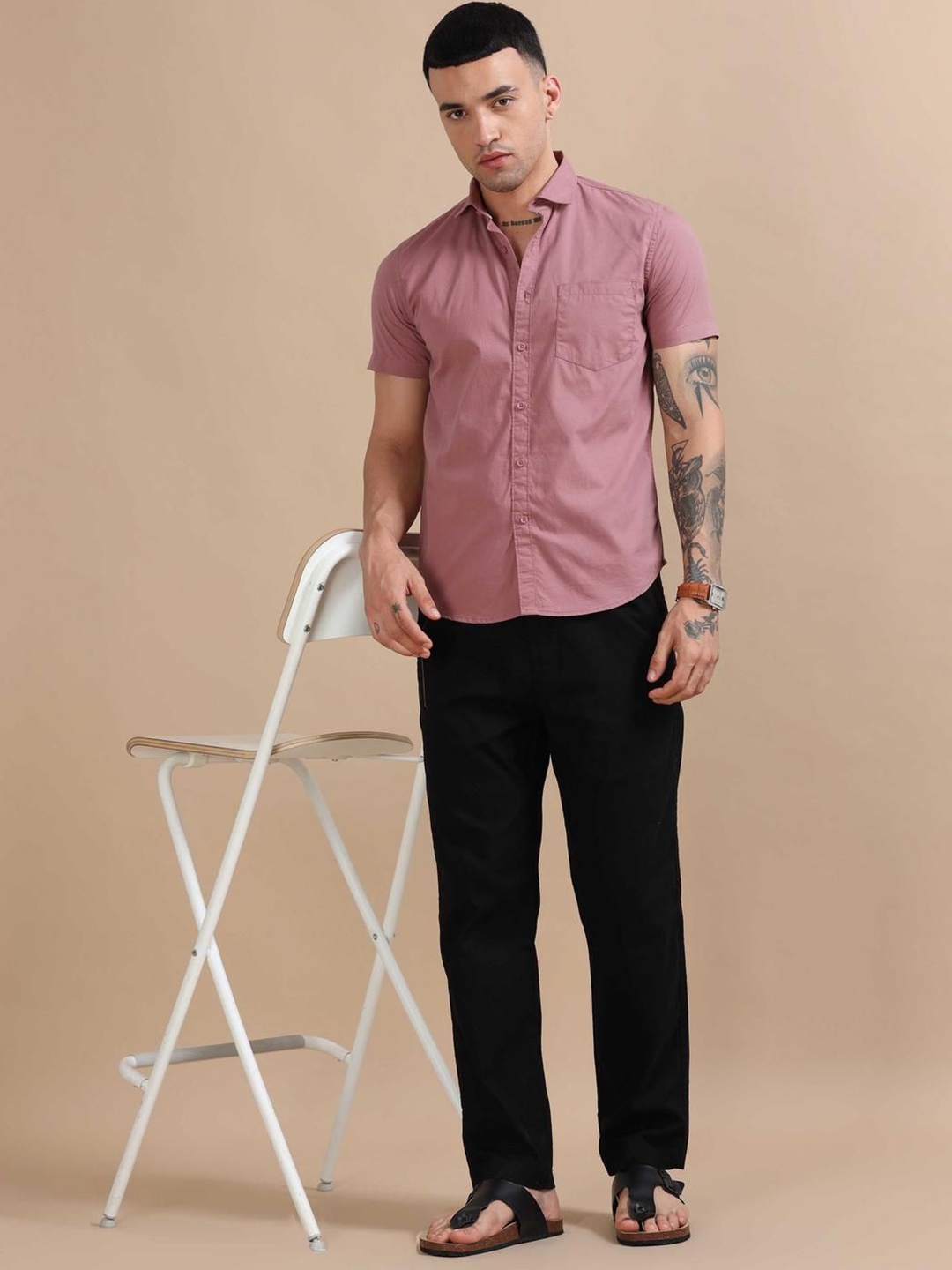 

HOUSE OF MAHNOTS Men Classic Opaque Casual Shirt, Mauve