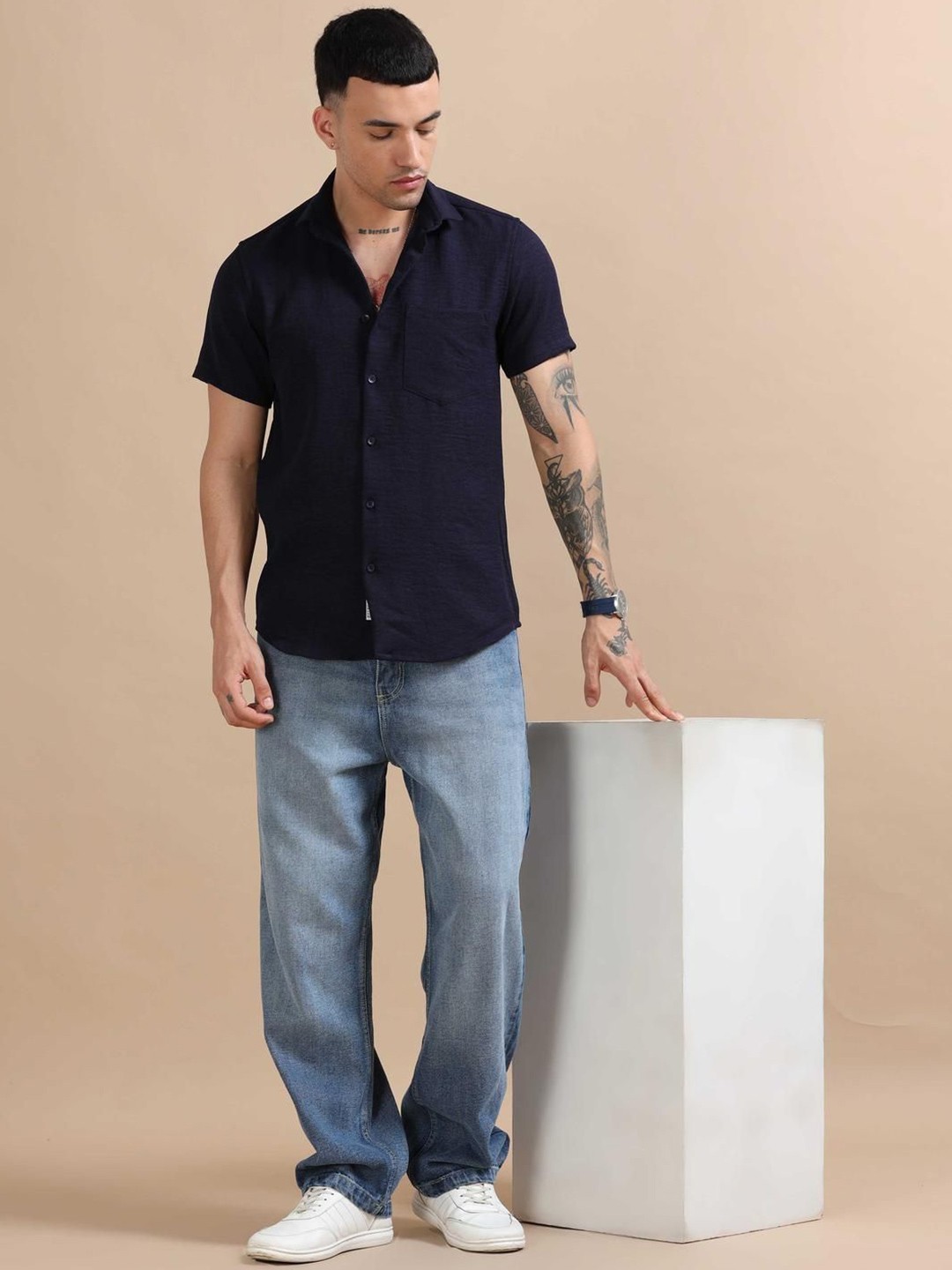 

HOUSE OF MAHNOTS Men Classic Opaque Casual Shirt, Blue