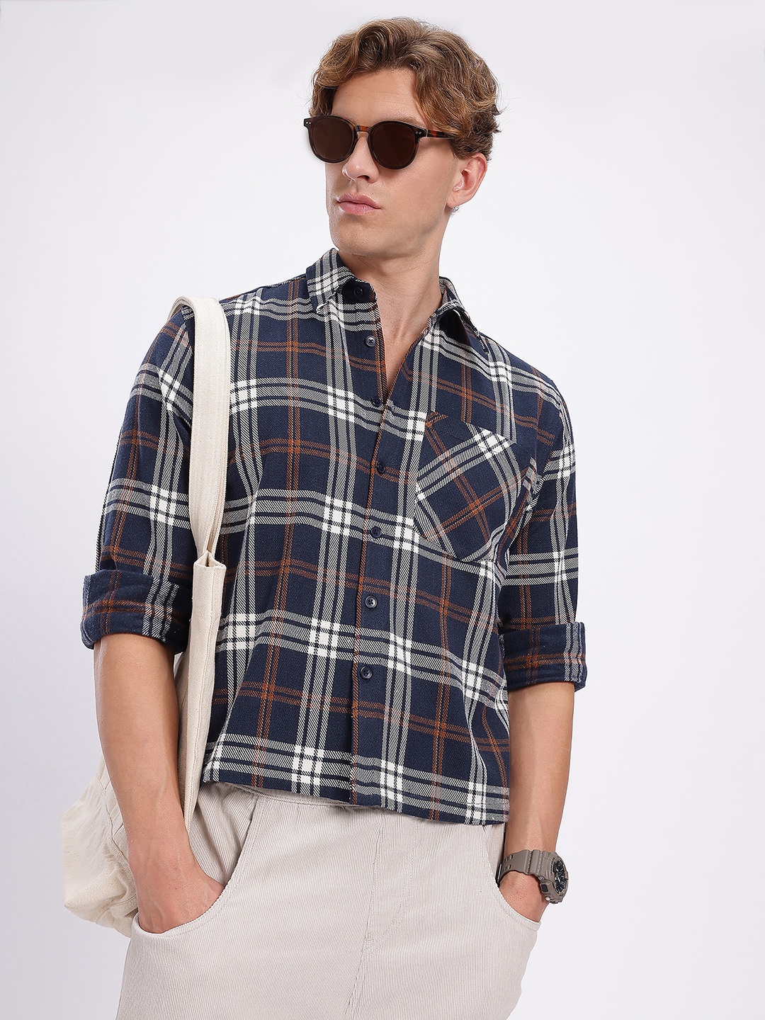 

glitchez Plaid Play Tartan Checks Flannel Shirt, Blue