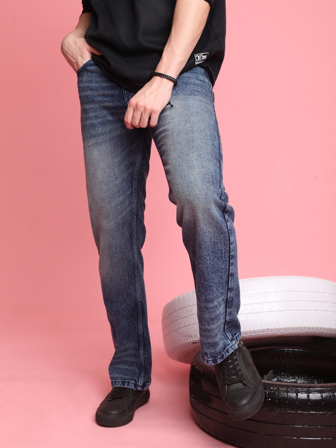 

Bene Kleed Men Dark Shade Bootcut Jeans, Navy blue