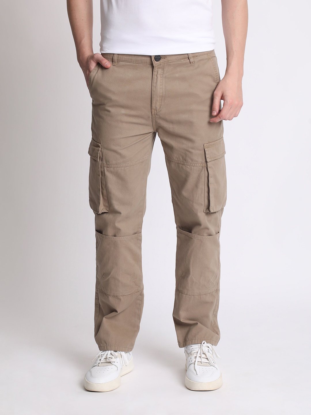 

IVOC Men Relaxed Loose Fit Cargos Trousers, Brown