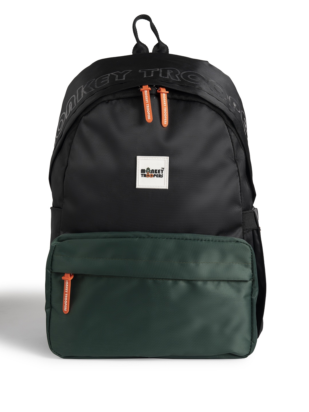 

MONKEY TROOPERS Unisex Colourblocked Backpack, Black