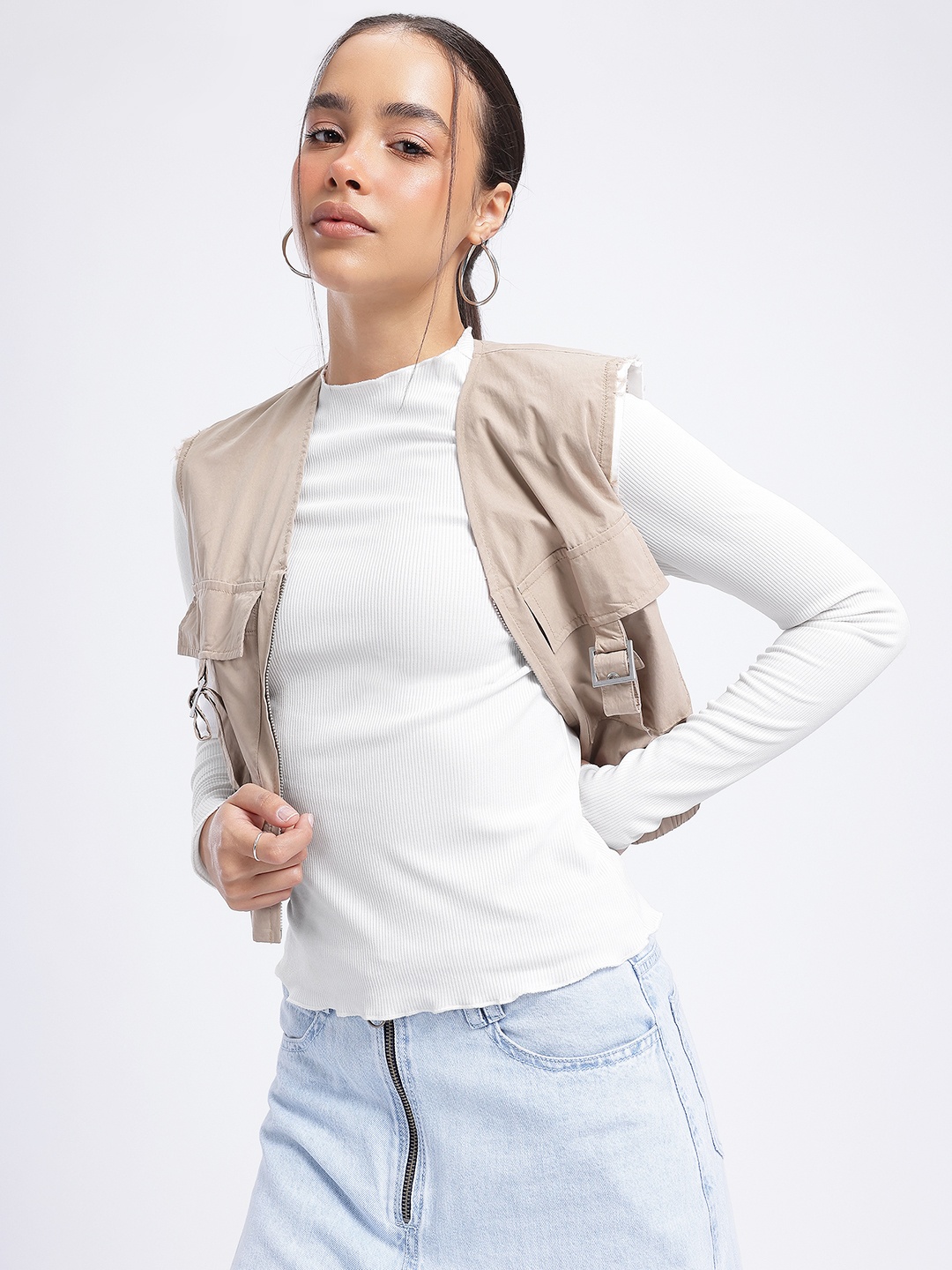 

glitchez Minimalist Magic Ribbed Regular Top, White