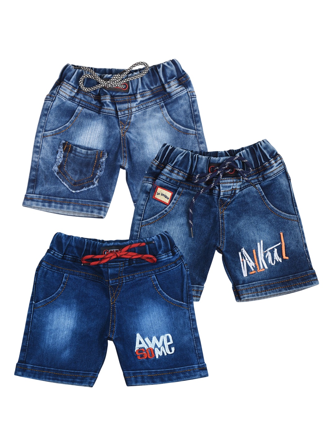 

BAESD Boys Typography Denim Shorts, Blue