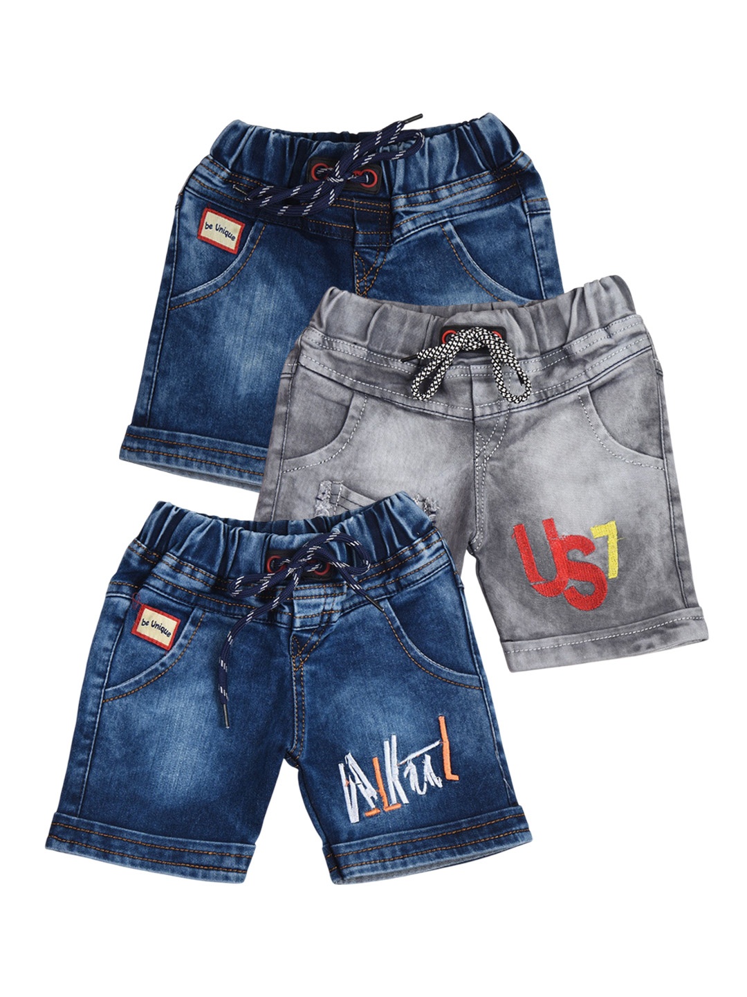 

BAESD Boys Typography Denim Shorts, Blue