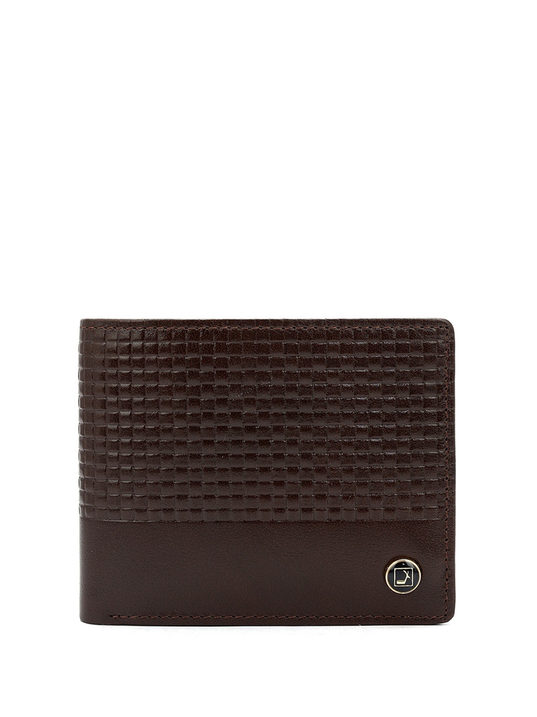 

Da Milano Men Checked Leather Two Fold Wallet, Brown