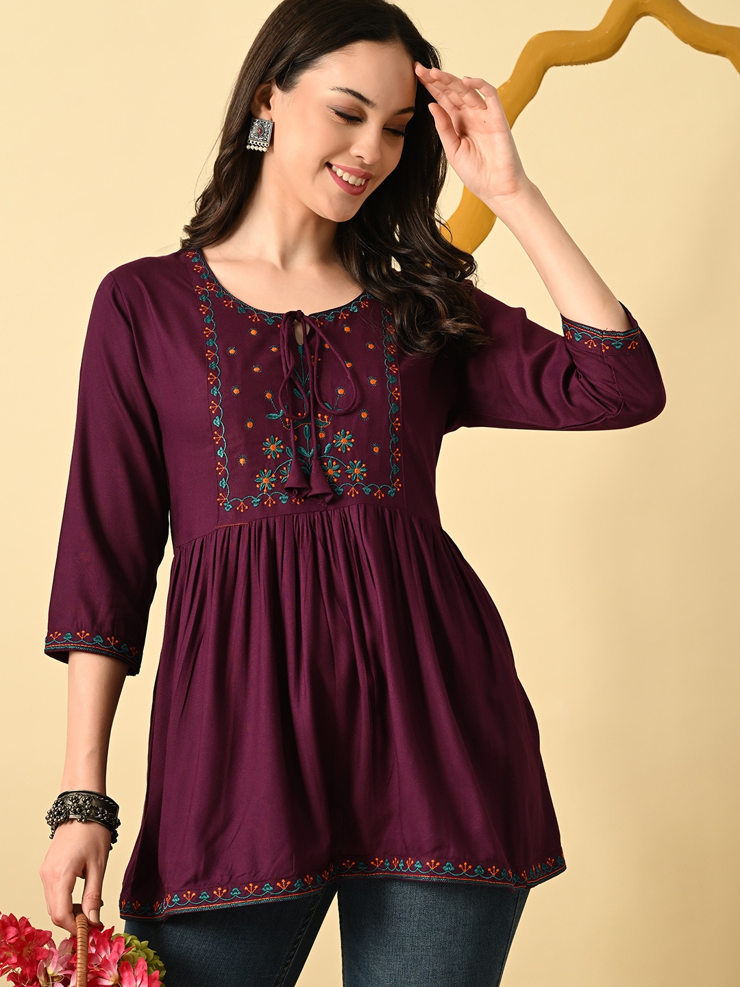 

GLOWWORLD Print Top, Maroon