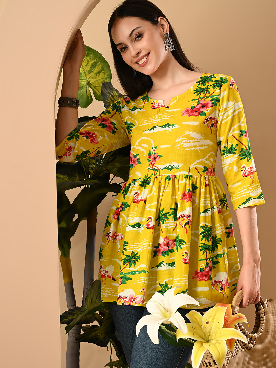 

GLOWWORLD Print Top, Yellow