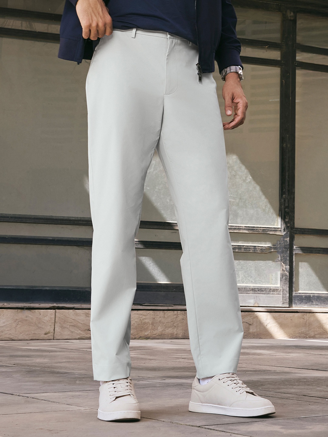 

XYXX Velocity Polyester White Solid Trousers for Men