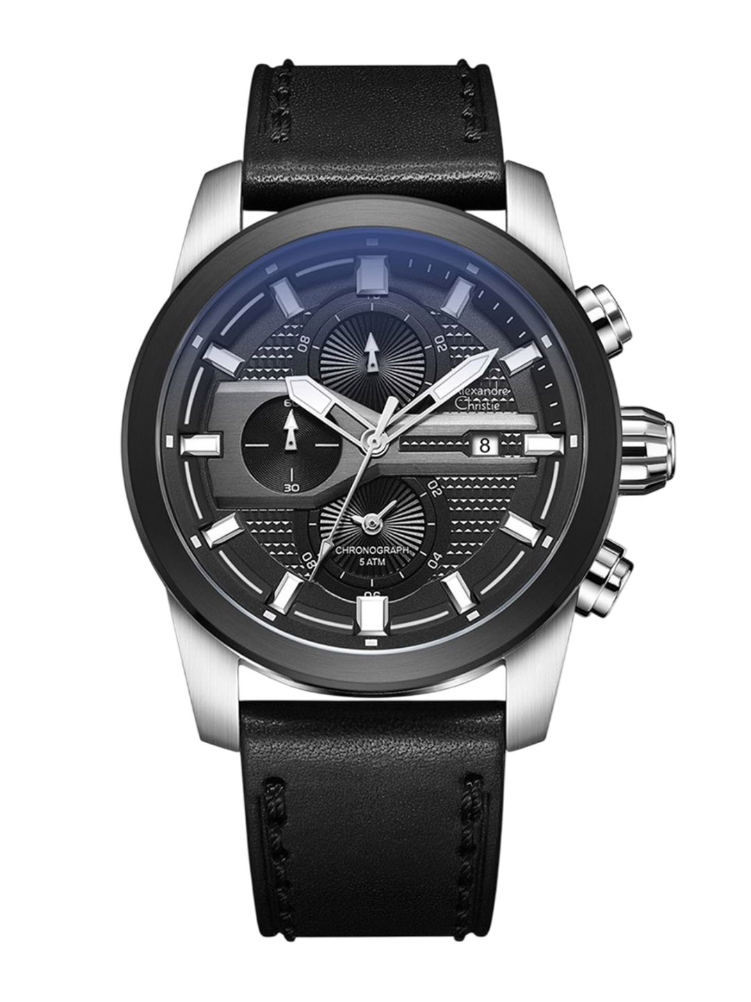

Alexandre Christie Men Dial & Leather Bracelet Style Straps Analogue Watch 6562MCLTBBA, Black