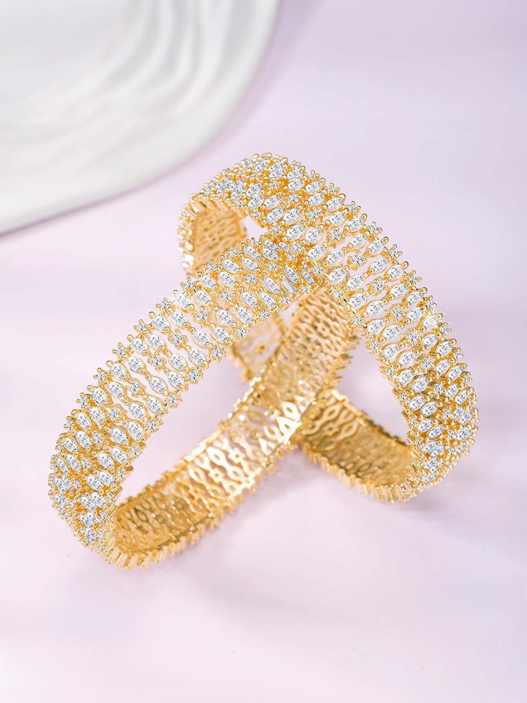 

Peora Set Of 2 Gold-Plated Cubic Zirconia Studded Bangles