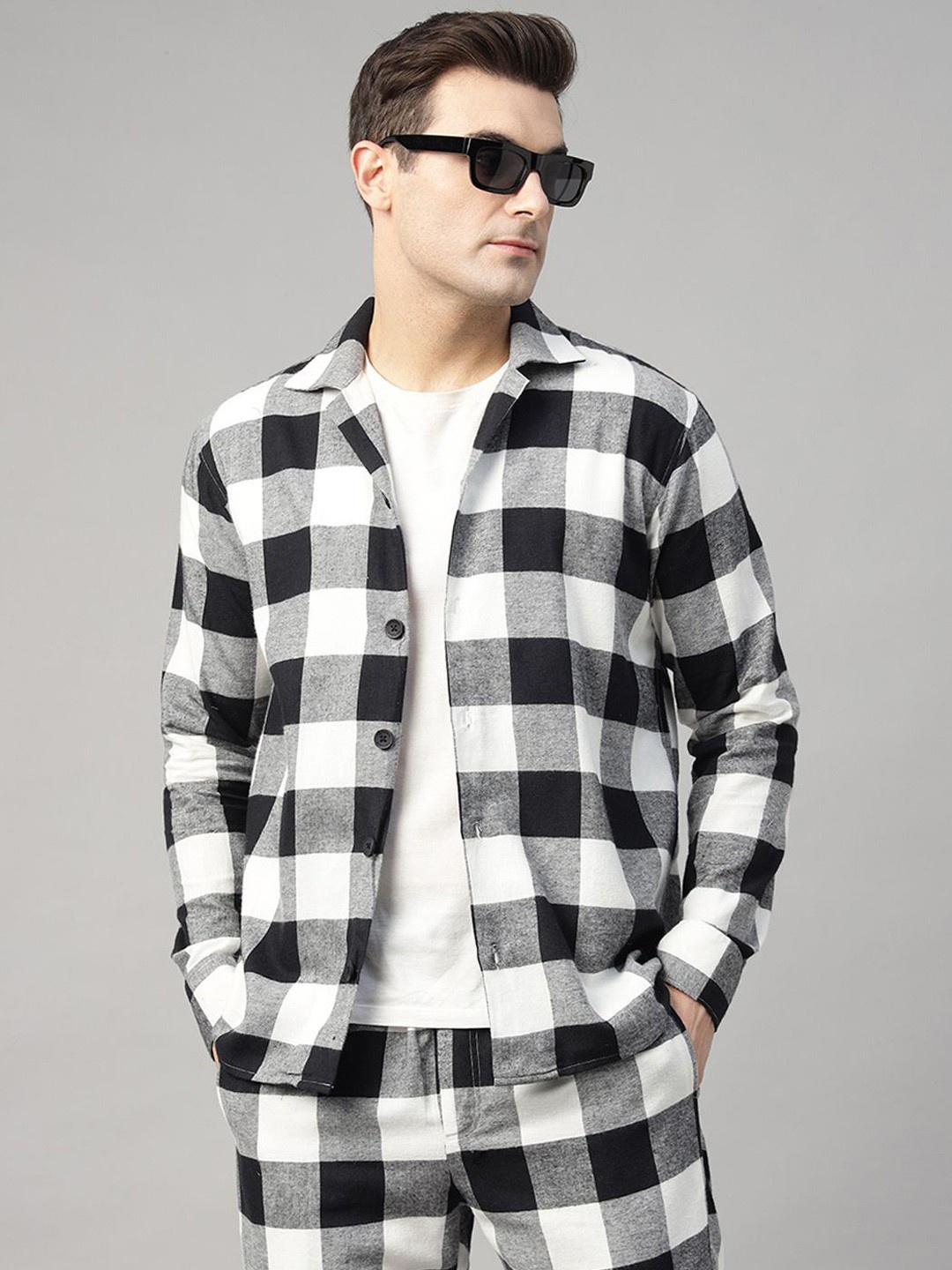 

Hancock Checked Pure Cotton Shirt & Trousers Co-Ords, Black