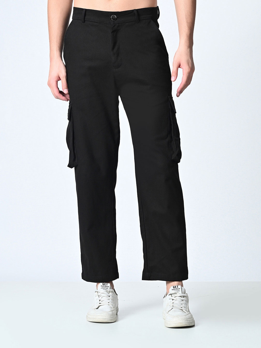 

OWL MINK Men Comfort Straight Fit Trousers, Black