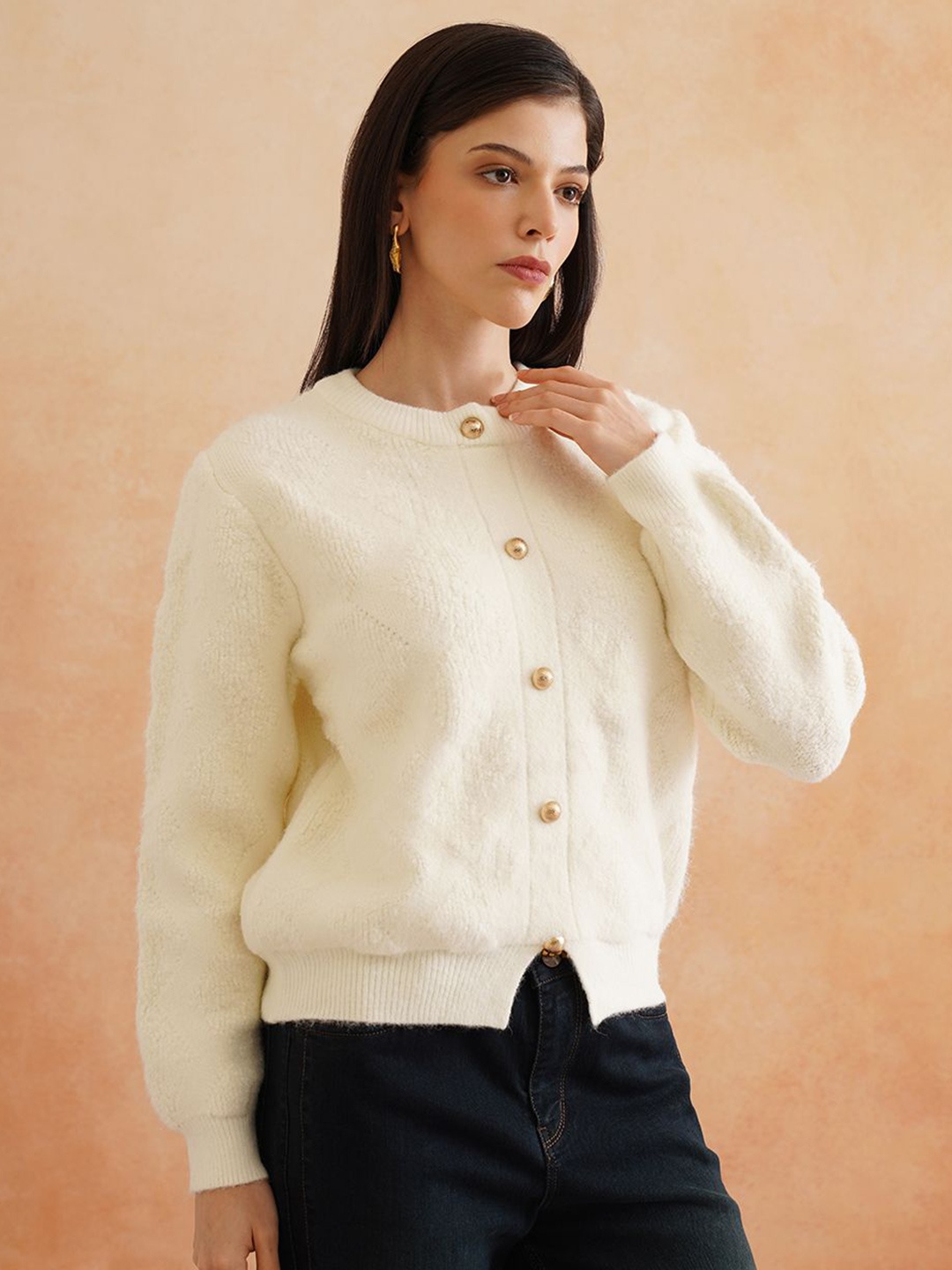 

Beatnik Women Woollen Cardigan, Off white