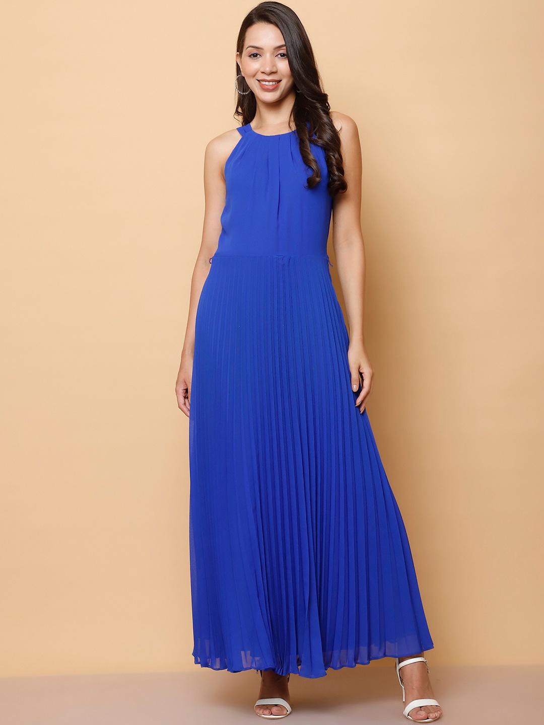 

250 DESIGNS Georgette Fit & Flare Maxi Dress, Blue