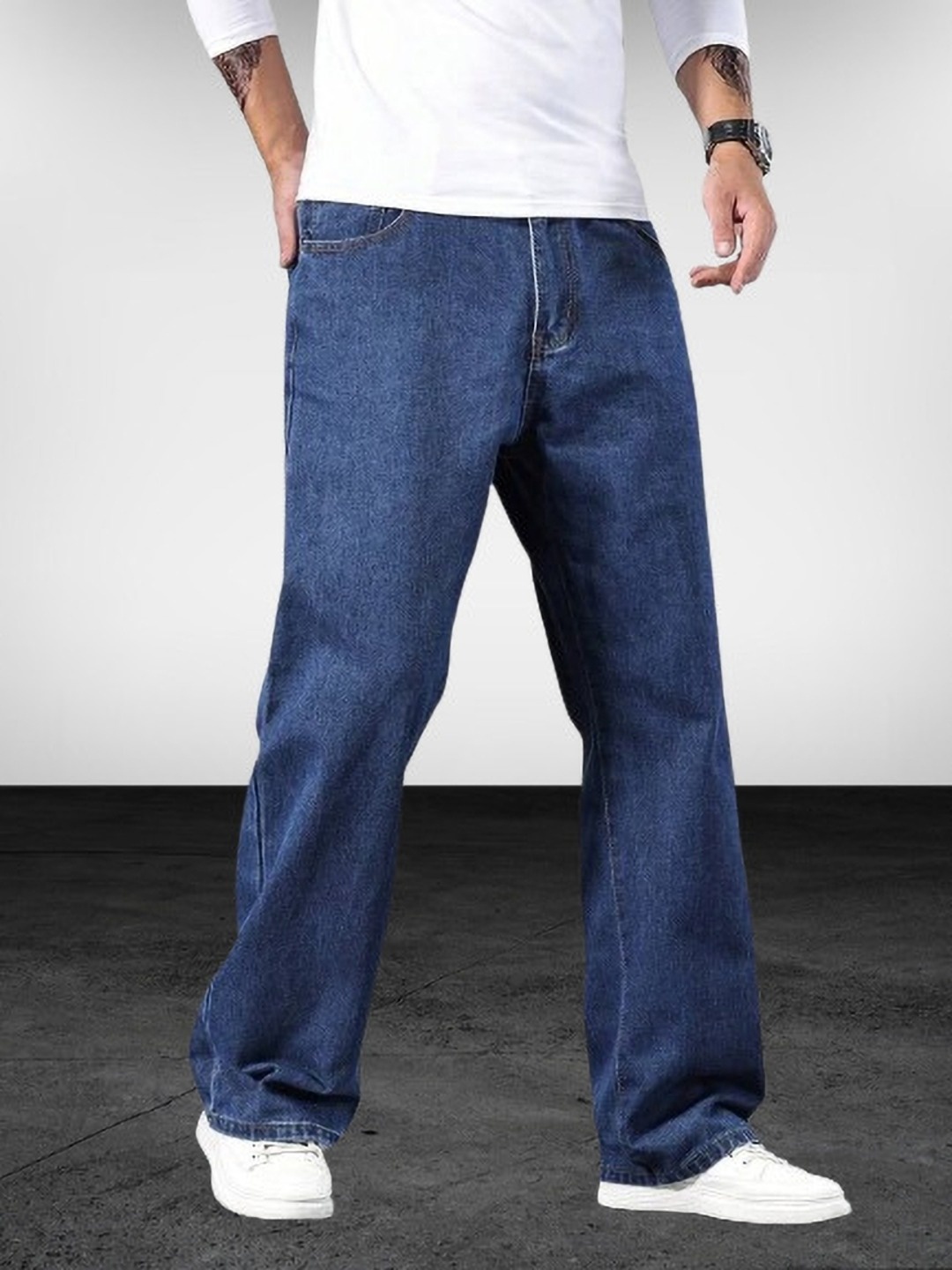 

DENIMLOOK Men Relaxed Fit Stretchable Jeans, Blue