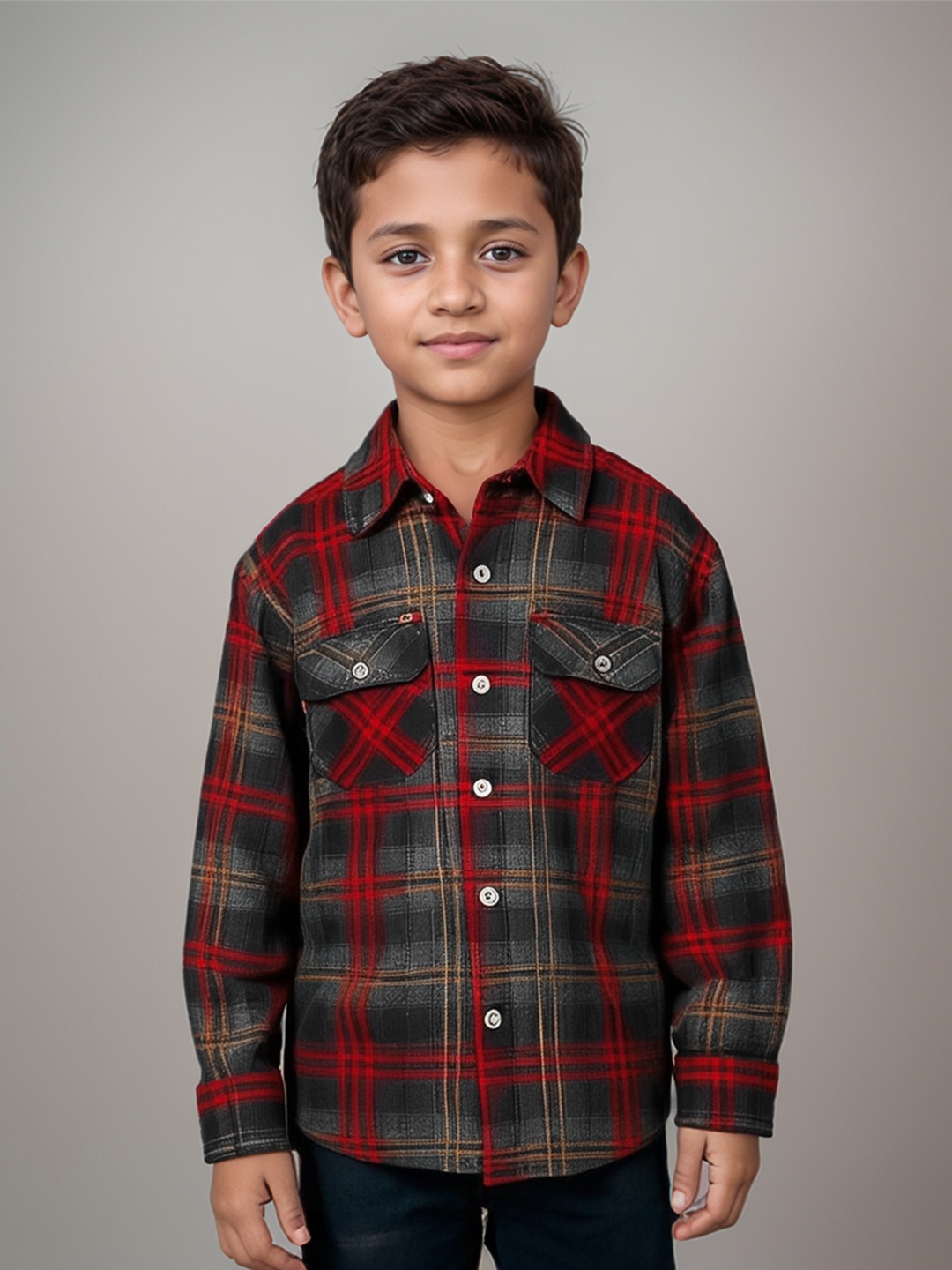 

Whistle & Hops Boys Tartan Checks Opaque Printed Casual Shirt, Red