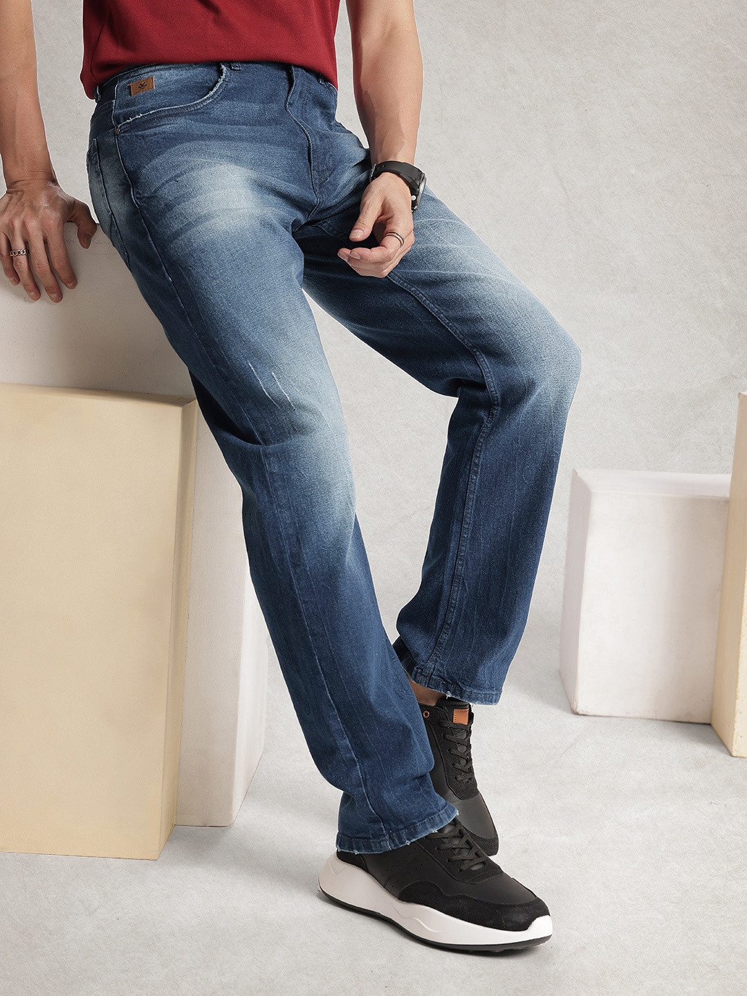

WROGN Men Anti Fit Heavy Fade Jeans, Blue
