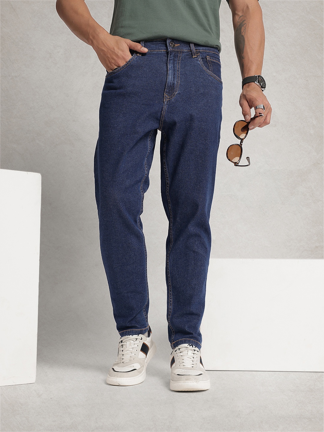 

WROGN Men Ankle Slim Fit Stretchable Jeans, Blue